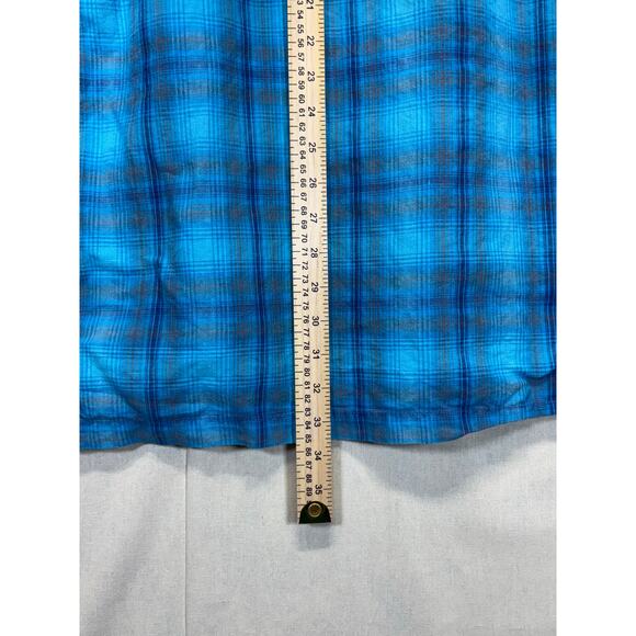 Bugle Boy XL Blue Plaid Short Sleeve Button Up Shirt Ramie Cotton Blend - Picture 4 of 13